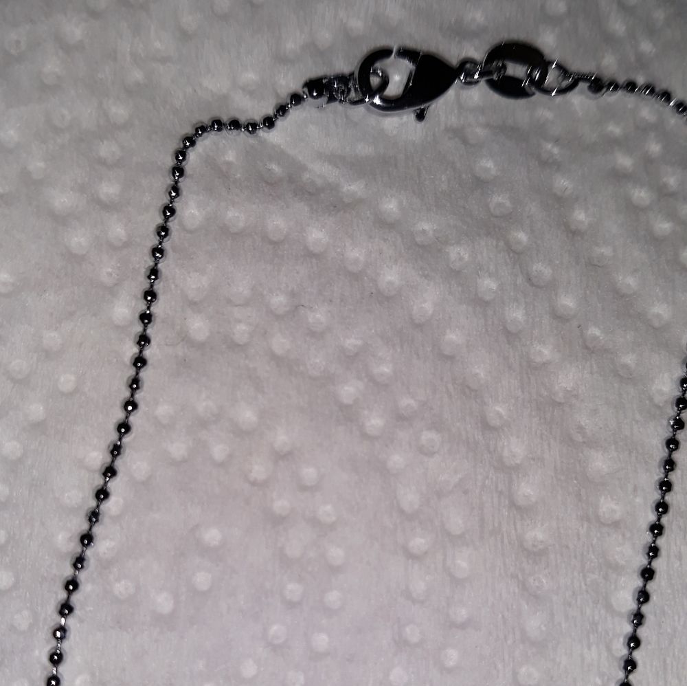 Hello Kitty Crystal Charm Necklace silver pl over ss with 16-18"chain NEW - Picture 3 of 7